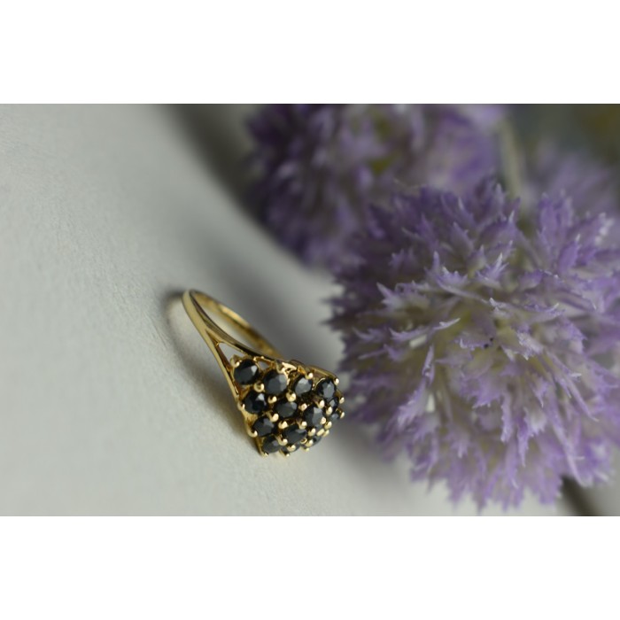 Sky Jewelry Серебряное кольцо в позолоте с камнями Шпинель