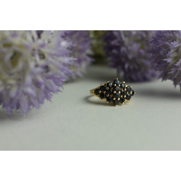 Sky Jewelry Серебряное кольцо в позолоте с камнями Шпинель