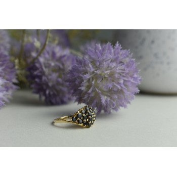 Sky Jewelry Серебряное кольцо в позолоте с камнями Шпинель