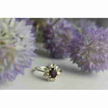 Sky Jewelry Серебряное кольцо 925 пробы с Рубеллитом и фианитами