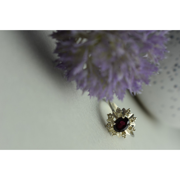 Sky Jewelry Серебряное кольцо 925 пробы с Рубеллитом и фианитами