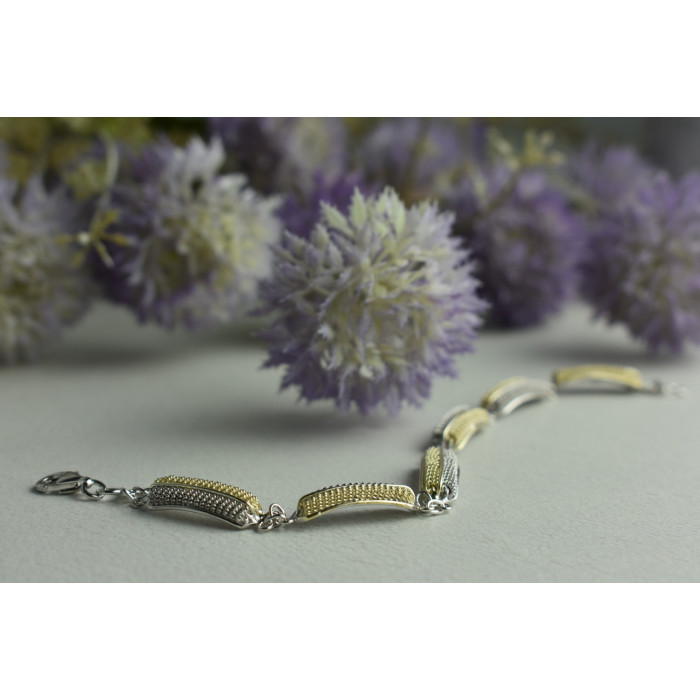 Sky Jewelry Стильный Серебряный браслет с нотами позолоты