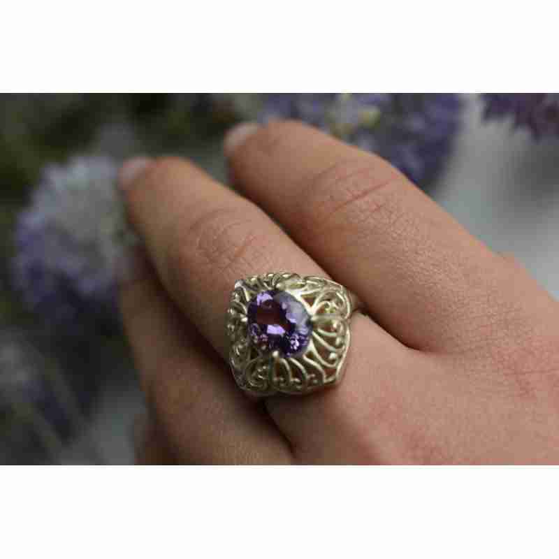 Sky Jewelry Серебряное кольцо с Фиолетовым Турмалином