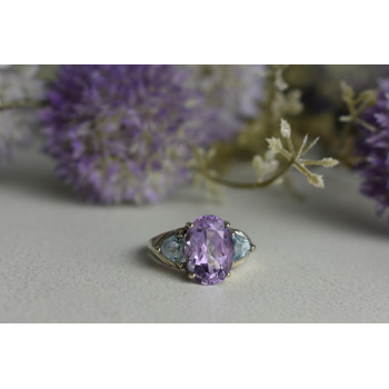 Sky Jewelry Серебряное кольцо 925 пробы с Аметистом и Голубой Шпинелью