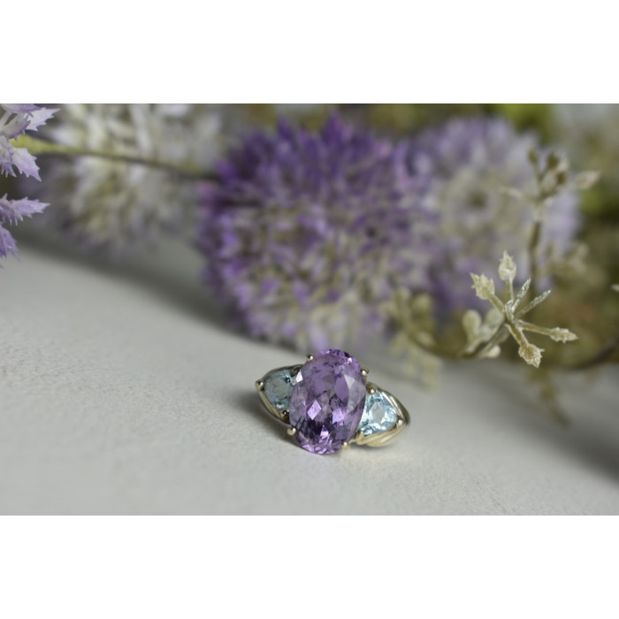 Sky Jewelry Серебряное кольцо 925 пробы с Аметистом и Голубой Шпинелью