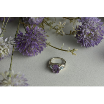 Sky Jewelry Серебряное кольцо 925 пробы с Аметистом и Голубой Шпинелью