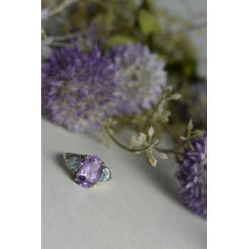 Sky Jewelry Серебряное кольцо 925 пробы с Аметистом и Голубой Шпинелью