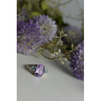 Sky Jewelry Серебряное кольцо 925 пробы с Аметистом и Голубой Шпинелью