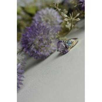 Sky Jewelry Серебряное кольцо 925 пробы с Аметистом и Голубой Шпинелью
