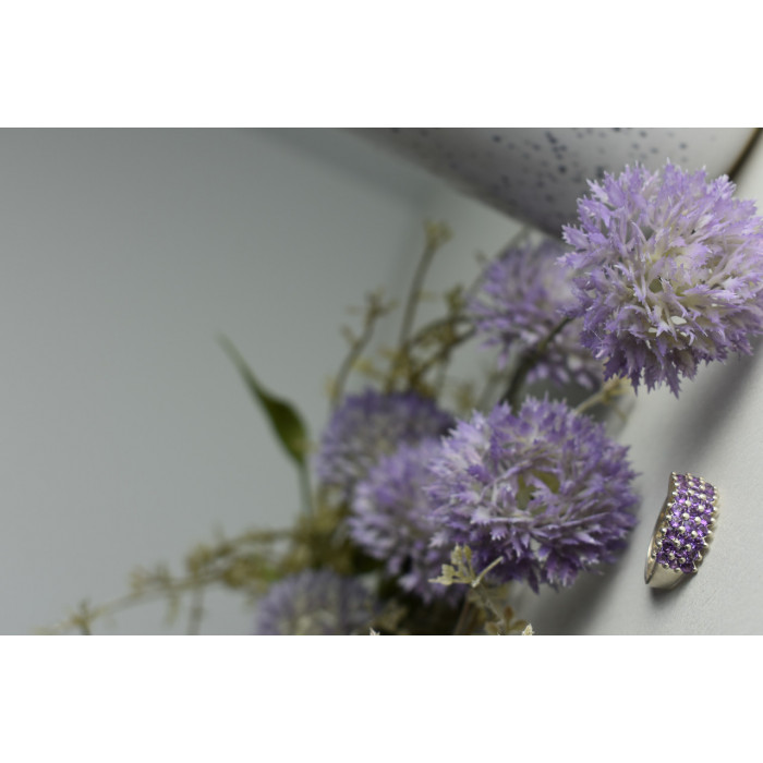 Sky Jewelry Серебряное кольцо 925 пробы с фиолетовым Турмалином