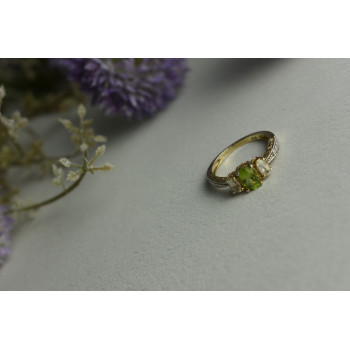 Sky Jewelry Серебряное кольцо 925 проба с Перидотом и Бесцветным Кварцем
