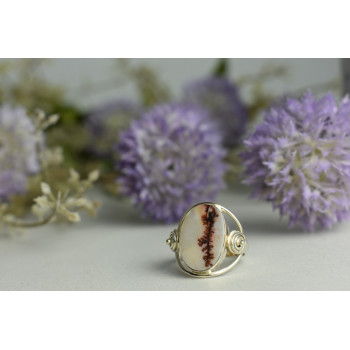 Sky Jewelry Винтажное серебряное кольцо с камнем Моховой Агат