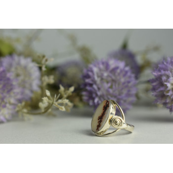 Sky Jewelry Винтажное серебряное кольцо с камнем Моховой Агат