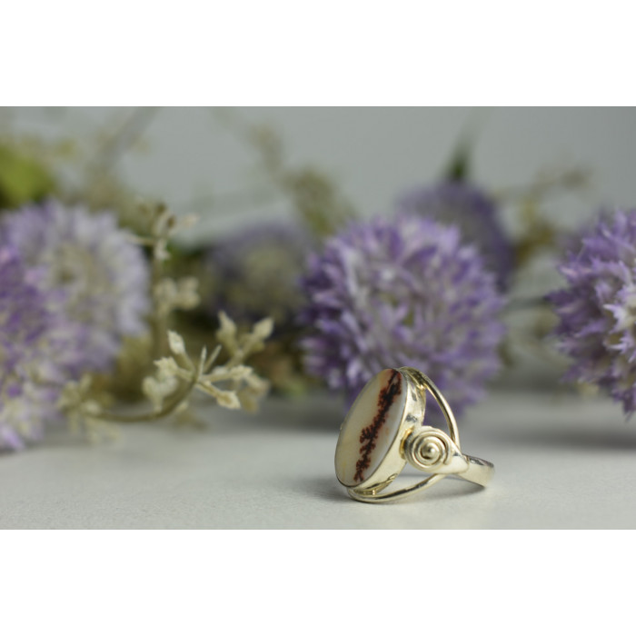 Sky Jewelry Винтажное серебряное кольцо с камнем Моховой Агат