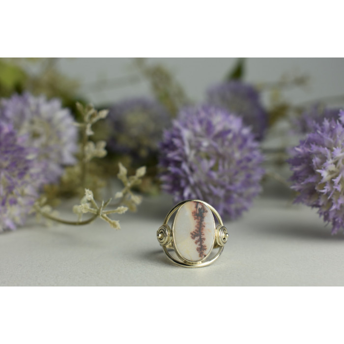 Sky Jewelry Винтажное серебряное кольцо с камнем Моховой Агат