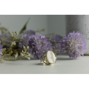 Sky Jewelry Винтажное серебряное кольцо с камнем Моховой Агат