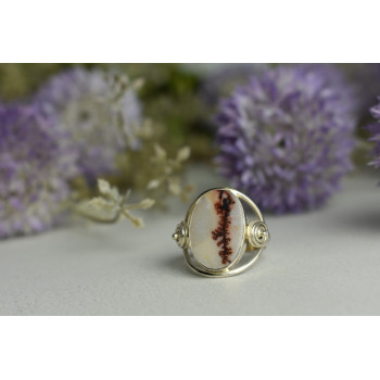 Sky Jewelry Винтажное серебряное кольцо с камнем Моховой Агат