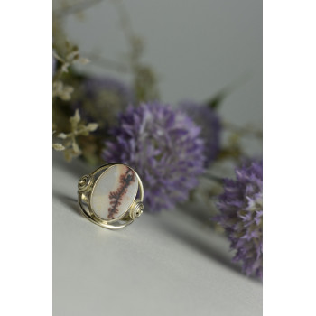 Sky Jewelry Винтажное серебряное кольцо с камнем Моховой Агат