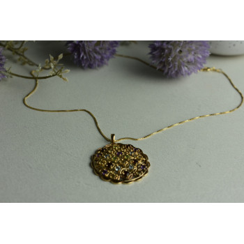 Sky Jewelry Серебряная цепочка с кулоном в позолоте с Натуральными камнями Italy