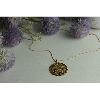 Sky Jewelry Серебряная цепочка с кулоном в позолоте с Натуральными камнями Italy