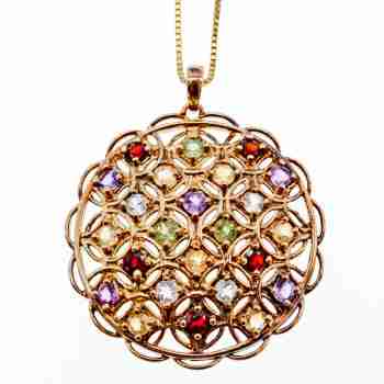 Sky Jewelry Серебряная цепочка с кулоном в позолоте с Натуральными камнями Italy