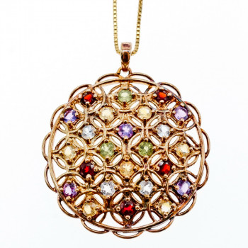 Sky Jewelry Серебряная цепочка с кулоном в позолоте с Натуральными камнями Italy