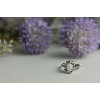 Sky Jewelry Серебряное кольцо с Опалом и Кварцем