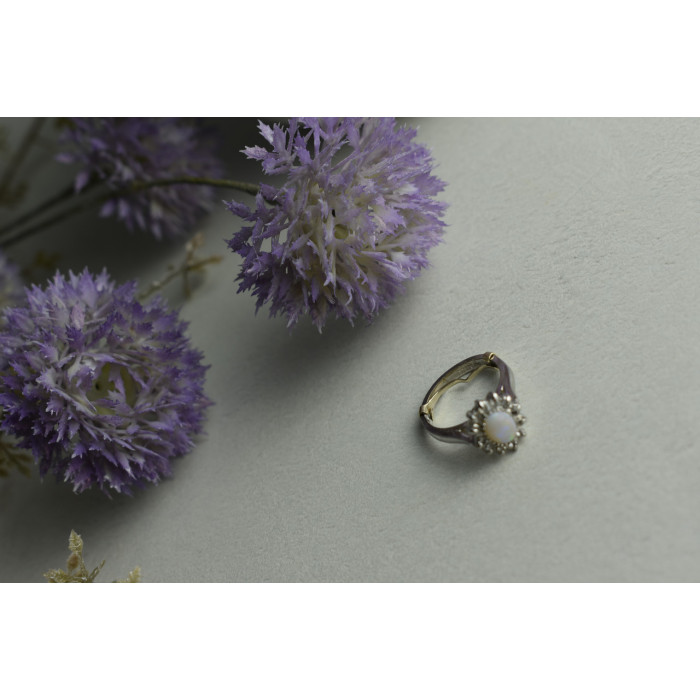 Sky Jewelry Серебряное кольцо с Опалом и Кварцем