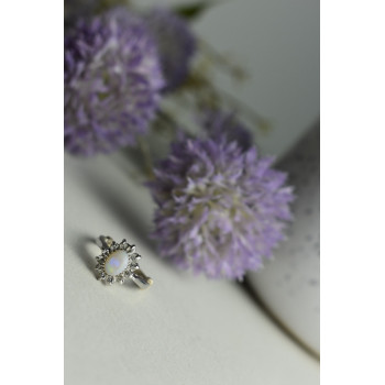 Sky Jewelry Серебряное кольцо с Опалом и Кварцем