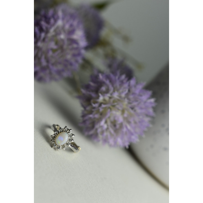 Sky Jewelry Серебряное кольцо с Опалом и Кварцем