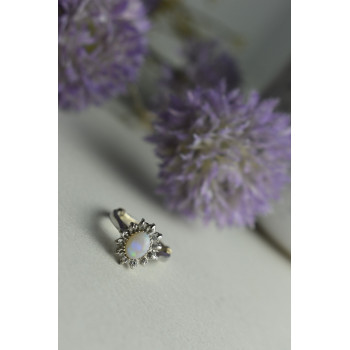 Sky Jewelry Серебряное кольцо с Опалом и Кварцем