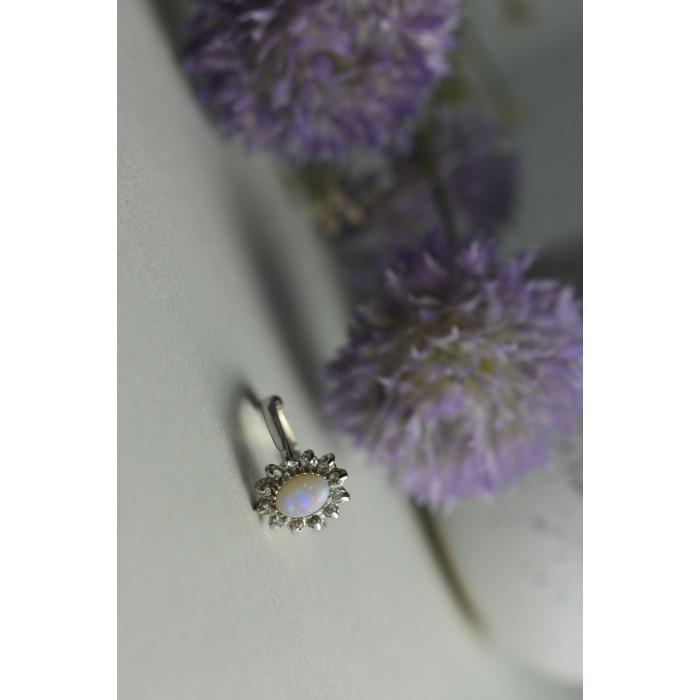 Sky Jewelry Серебряное кольцо с Опалом и Кварцем