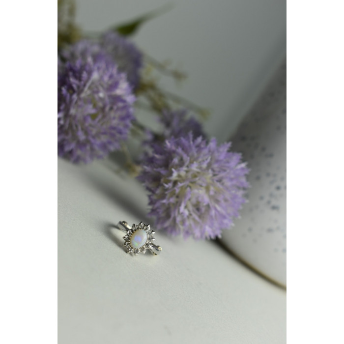Sky Jewelry Серебряное кольцо с Опалом и Кварцем