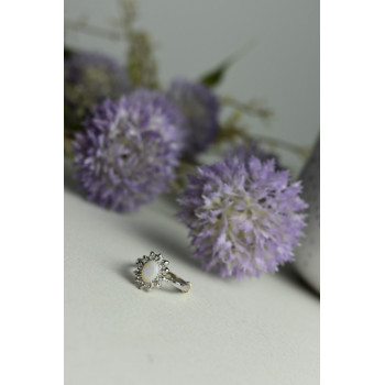 Sky Jewelry Серебряное кольцо с Опалом и Кварцем