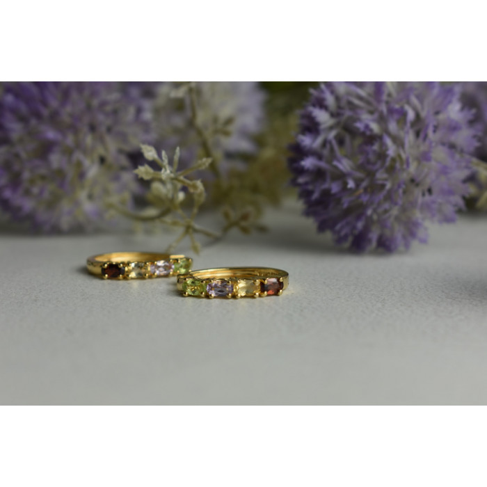 Sky Jewelry Серебряные серьги в позолоте 925 проба с Натуральными камнями