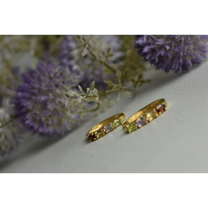 Sky Jewelry Серебряные серьги в позолоте 925 проба с Натуральными камнями