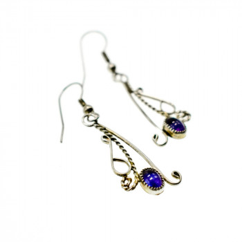 Sky Jewelry Изысканные серебряные серьги  с фиолетовым Иолитом