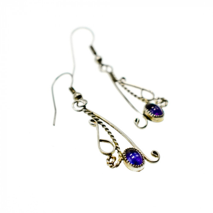 Sky Jewelry Изысканные серебряные серьги  с фиолетовым Иолитом