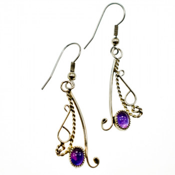 Sky Jewelry Изысканные серебряные серьги  с фиолетовым Иолитом