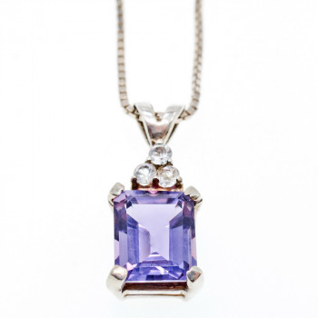 Sky Jewelry Серебряная цепочка с кулоном камни Фиолетовый Турмалин и Гошенит (берилл)