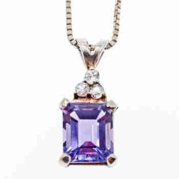 Sky Jewelry Серебряная цепочка с кулоном камни Фиолетовый Турмалин и Гошенит (берилл)