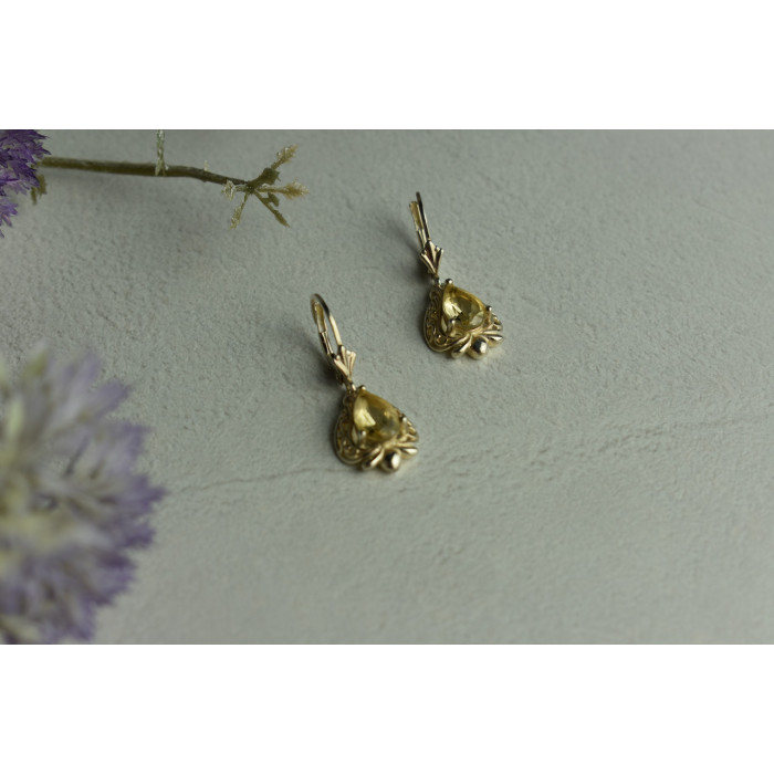 Sky Jewelry Серебряные серьги 925 пробы с Желтым Турмалином