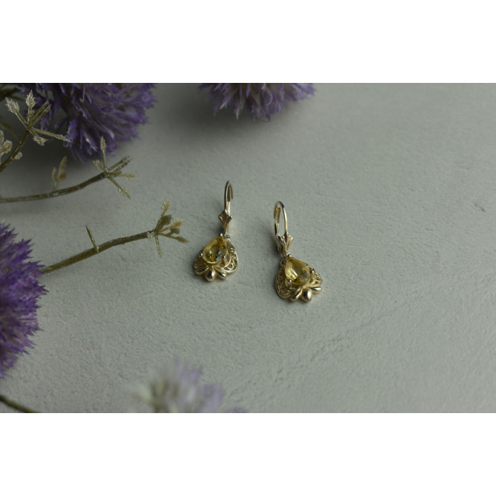 Sky Jewelry Серебряные серьги 925 пробы с Желтым Турмалином