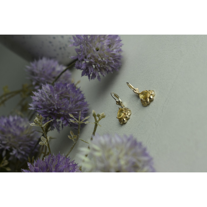 Sky Jewelry Серебряные серьги 925 пробы с Желтым Турмалином