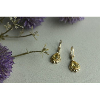 Sky Jewelry Серебряные серьги 925 пробы с Желтым Турмалином