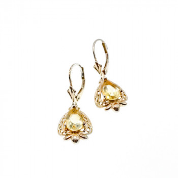 Sky Jewelry Серебряные серьги 925 пробы с Желтым Турмалином