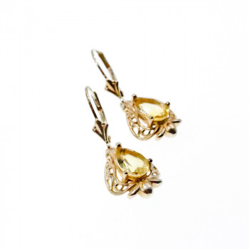 Sky Jewelry Серебряные серьги 925 пробы с Желтым Турмалином