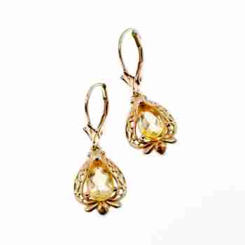 Sky Jewelry Серебряные серьги 925 пробы с Желтым Турмалином