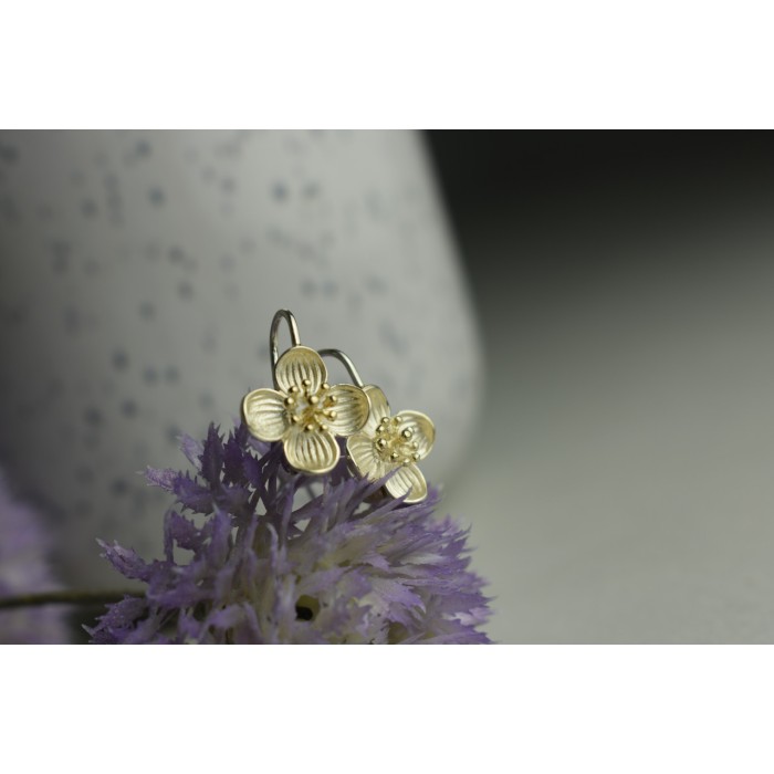 Sky Jewelry Серебряные серьги 925 пробы * Цветы