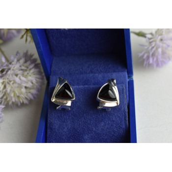 Sky Jewelry Серебряные серьги 925 проба с черным Нефритом